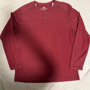 Tommy Bahama Long-Sleeve Henley in Deep Wine Red